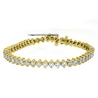 14k Yellow Gold 7.18 Carat Round Diamond Tennis Bracelet