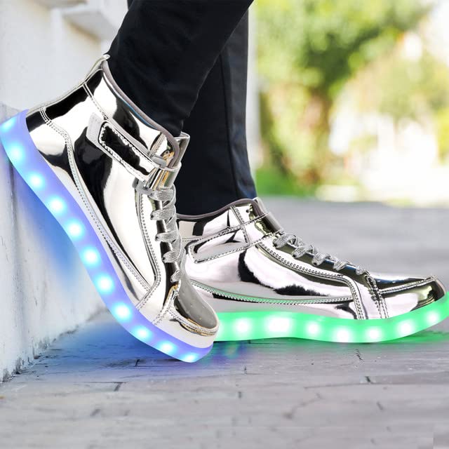 Padgene Women's Men's LED Lights Up Shoes Unisex Luminous Flashing Trainers USB Charging Lace Up Couples Dancing Shoes