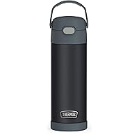 THERMOS FUNTAINER 16 Ounce Stainless Steel Vacuum Insulated Bottle with Wide Spout Lid, Matte Charcoal