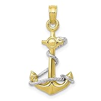 10k Yellow & White Gold Anchor w/Rope Pendant