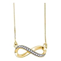 The Diamond Deal 10k Yellow Gold White Round Diamond Infinity Love Pendant Necklace 1/20 Cttw
