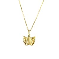 Lotus Flower Pendant Necklace | Inspirational Gifts and Yoga Jewelry | 16 Inch Chain with 11mm Pendant | .925 Sterling Silver | Original Hand Crafted Design