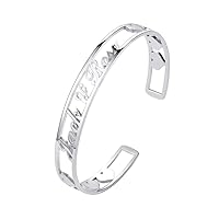 Custom4U Personalized Cuff Bracelets Custom Name Bangle Bracelet Inspirational Words Text Any Message Engraved Memory Jewelry Customized Gifts for Women Girls BFF (Gift Box)