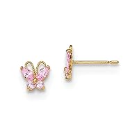 14k Gold Madi K Kids Pink CZ Cubic Zirconia Simulated Diamond Butterfly Angel Wings Post Earings Measures 6.6x6.3mm Wide Jewelry for Women