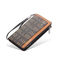men's hand bag new European and American multi -function long wallet multi -card zipper business bag (Color : Letter)