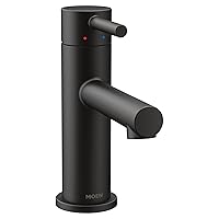 Moen Align Matte Black One-Handle Modern Bathroom Faucet with Drain Assembly and Optional Deckplate, 6190BL