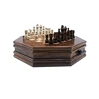 Chess Board Portable Chess Set for Adults and Kids Large Wooden Game Board Storage for The Handcrafted Wood Chess Pieces Includes Gift Box Chess Sets (Color : Octagonal Table)