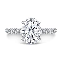 Neerja Jewels 3.75 CT Oval Cut Solitaire Moissanite Engagement Ring, VVS1 4 Prong Irene Knife-Edge Silver Wedding Ring, Woman Gift, Promise, Birthday Gift