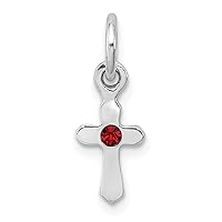 925 Sterling Silver Polished Rh Plated for boys or girls Preciosca Crystal Jan Religious Faith Cross Pendant Necklace Measures 17x5.91mm Wide