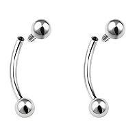 16G G23 Implant Grade Titanium Prong Set CZ/Ball/White Synthetic Opal/Conical Ends Curved Eyebrow Barbell Internally Threaded 3mm Tragus Helix Ear Belly Lip Nipple Tongue Ring Body Piercing 6-14mm