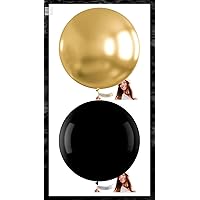 PartyWoo Black Balloons 4 pcs 36 Inch and Metallic Gold Balloons 4 pcs 36 Inch