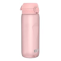 ION8 Water Bottle, 750 ml/24 oz, Leak Proof, Easy to Open, Secure Lock, Dishwasher Safe, BPA Free, Flip Cover, Carry Handle, Soft Touch Contoured Grip, Easy Clean, Odor Free, Carbon Neutral, Rose Pink