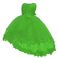 Princess Dresses Girls Sleeveless Tulle Prom Dress Lace Appliques Wedding Kids Prom Bow-Knot Ball Gowns Green