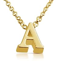 Initial Letter A Personalized Serif Font Small Pendant Necklace Thin 1mm Chain