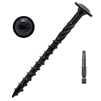 LIONMAX Lag Screws #14 x 3 Inch, 100 PCS Exterior Structural Lag Screw 3 Inch with Modified Truss Washer Head, Heavy Duty Black Coated Construction Wood Screw, Star Drive with Bit