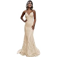 Prom Dresses 2024 Mermaid Sequin Long Evening Dresses for Women