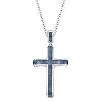 1.35 Ct Round Cut Cubic Zirconia Diamonds Cross Pendant Necklace For Unisex 18