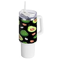 Avocado Fruit on 40 oz Tumbler with Straw Lid Big Water Bottle Wide Mouth Camp Mug Gifts for Women Men Him Her