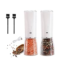 Zhong Electric Pepper Grinder Spice Mill Automatic Salt and Pepper Shaker Coffee Grinder with LED Light Set Adjustable Ceramic