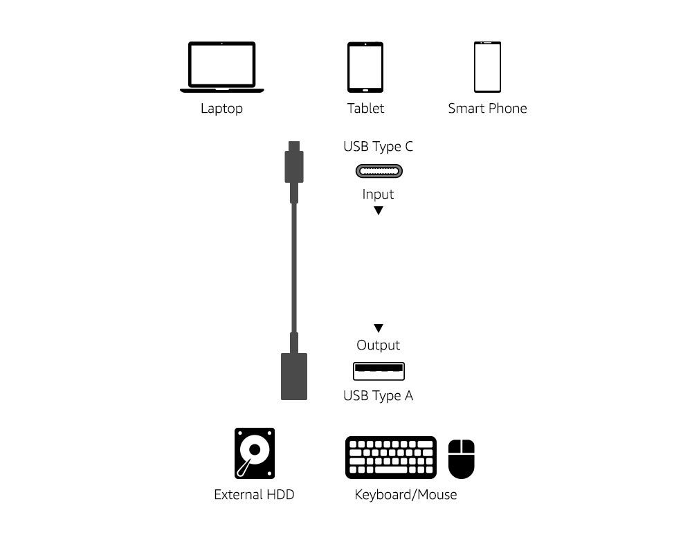 Amazon Basics USB Type-C to USB 3.1 Gen1 Female Adapter - Black