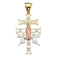 14k Yellow Gold White Gold and Rose Gold CZ Cubic Zirconia Simulated Diamond Crucifix Religious Faith Cross Pendant Necklace 29x58mm Jewelry for Women