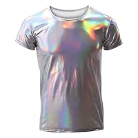 Men's Shiny Metallic Short Sleeve T-Shirt Nightclub Styles