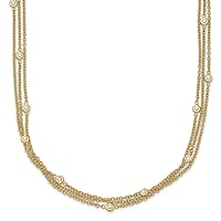 18k Gold 1.5mm Diamond Stations 3-Strand Cable Chain Necklace