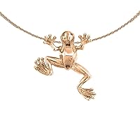 Frog Necklace | 14K Rose Gold Frog Pendant with 18