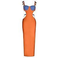 Women's Dress Solid Cut Out Waist Cami Dress - Elegant Spaghetti Strap Maxi Dress