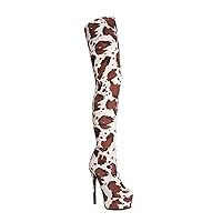 MOOMMO Women Sexy Platform Thigh High Boots Elastic Stiletto High Heel Stretch Over The Knee Boots Side Zipper Round Toe Sexy Thigh High Go Go Boots Pull On for Ladies Dressy Winter party 4-12 M US