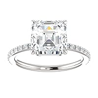 Nitya Jewels 2.25 CT Asscher Infinity Accent Engagement Ring Wedding Eternity Band Vintage Solitaire Silver Jewelry Halo-Setting Anniversary Praise Ring