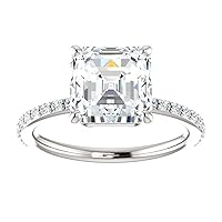 Nitya Jewels 2.25 CT Asscher Moissanite Engagement Rings 10K 14K 18K Solid Gold Moissanite Diamond Ring 925 Sterling Silver Solitaire Engagement Ring Wedding Ring Women