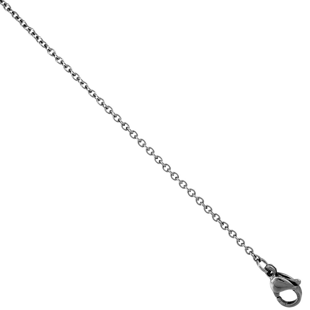 Sterling Silver St Clare Medal Necklace Oxidized finish Oval 1.8mm Chain