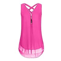 Women's Sexy Chiffon Vests Tops Casual Tunics Summer Blouses and Shirts