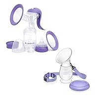 Lansinoh Manual Breast Pump and Silicone Breast Pump Bundle for Breastfeeding Moms