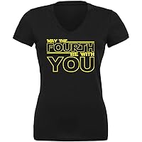 Old Glory May The Fourth Be with You Juniors V-Neck T Shirt