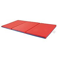ECR4Kids Premium Folding Rest Mat, 3-Section, 1in, Sleeping Pad, Blue/Red
