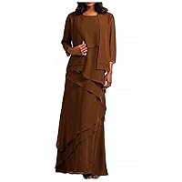 2 PC Floor Length Chiffon Women Dress Plus Size Tiered Mother of The Bride Dress Formal Evening Dress Women Outfits