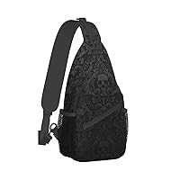 Gothic Wallpaper Skull Print Crossbody Backpack Shoulder Bag Cross Chest Bag For Travel, Hiking Gym Tactical Use