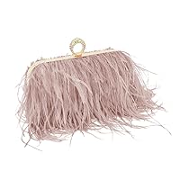 Women Ostrich Feather Purse Ostrich Tote Bag Fluffy Feather Purse Fringe Clutch Evening Handbag for Party Prom Orange
