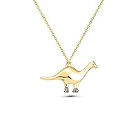14K Real Gold Dinosaur Necklace, Handmade Gold Brachiosaurus Pendant, Minimalist Gold Dinosaur Necklace, Valentines Day Gift
