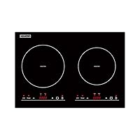 Empava Electric Stove Induction Cooktop Horizontal with 2 Burners in Black Vitro Ceramic Smooth Surface Glass 120V, 12 Inch