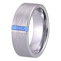 Tungsten Carbide Ring for Women Opal Stone Dull Silver Design Wedding Band Engagement Anniversary Party Rings