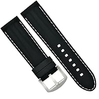 Ewatchparts 24MM RUBBER DIVER WATCH BAND STRAP COMPATIBLE WITH PANERAI LUMINOR WATCH BLACK WHITE STITCH