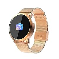 New IP67 Waterproof Smart Watch Fitness Heart Rate Tracker for Android iOS Windows (Gold - Metal Band)