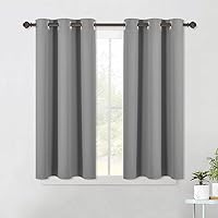 NICETOWN Silver Grey Small Window Blackout Curtain Panels for Bedroom, Thermal Insulated Grommet Top Blackout Draperies and Drapes (2 Panels, W42 x L45 -Inch)