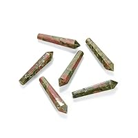 8pcs Adabele Natural Unakite Healing Gemstone Crystal Tower Wand Bullet Shape Spike Pendant Drop Bead for Women Men Jewelry Making G3P-D9