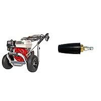 SIMPSON Cleaning ALH3425 Aluminum Gas Pressure Washer Powered by Honda GX200, 3600 PSI @ 2.5 GPM, Black & Red & 80143 3600 PSI Universal Turbo Pressure Washer Nozzle, 1/4-Inch Quick Connect