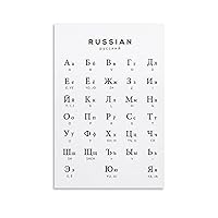 Russian Alphabet Chart Poster Russian Cyrillic Alphabet Chart Educational Poster Canvas Art Poster and Wall Art Picture Print Modern Family Bedroom Decor 12x18inch(30x45cm) Unframe-Style