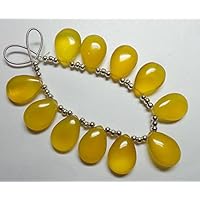5 Matched Pairs, 18x13 MM Long aprx,Yellow Chalceny Smooth Plain Pear Shape Briolettes Code-HIGH-68499